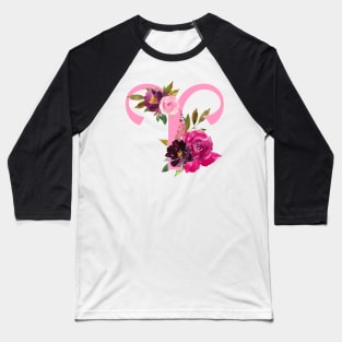 Aries Horoscope Zodiac Pink Flower Design Baseball T-Shirt